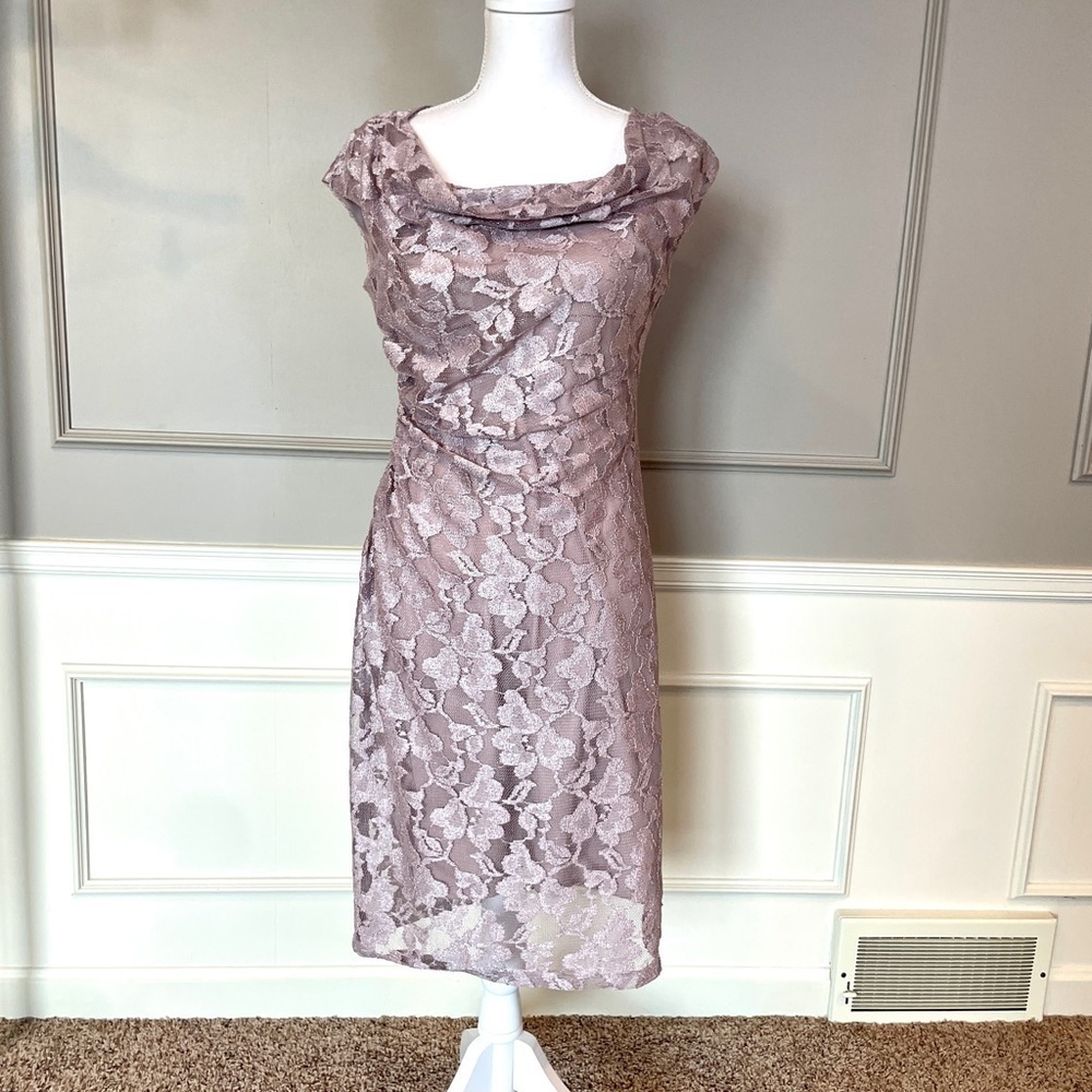Dressbarn Collections Formal Dress 6 Lace Neutral Pink Wedding Guest Fairycore